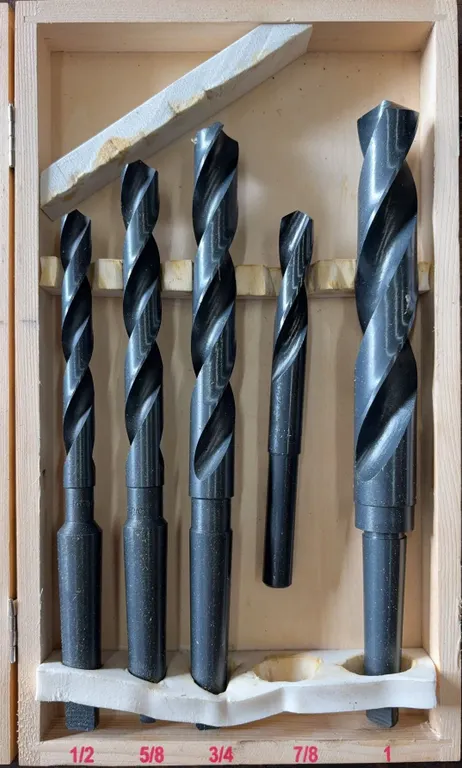5-Piece Reduced Shank HSS Drill Bit Set | 1/2" to 1" Large Diameter Metalworking Drills