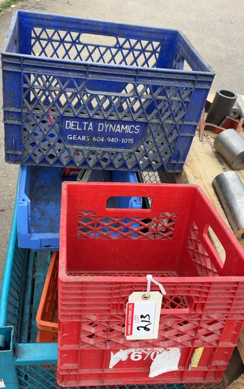 Lot of Assorted Plastic Milk Crates
