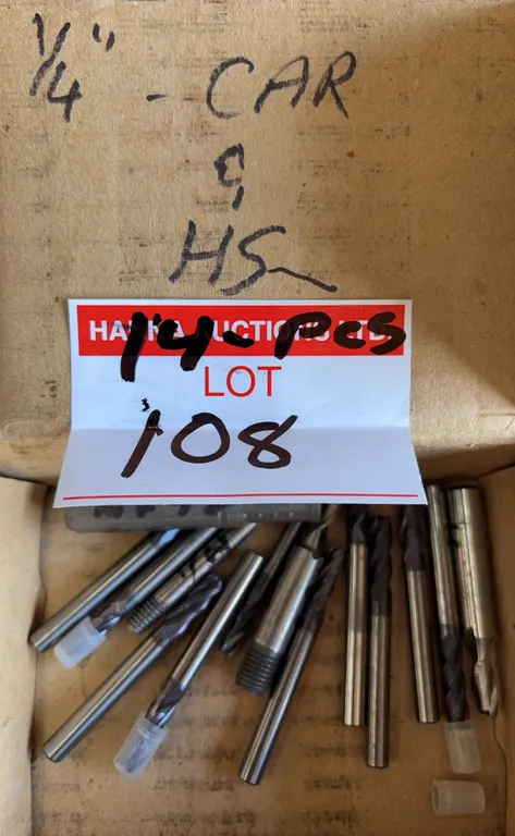 Solid Carbide End Mill Lot | 1/4" 3-Flute & Assorted CNC Milling Cutters