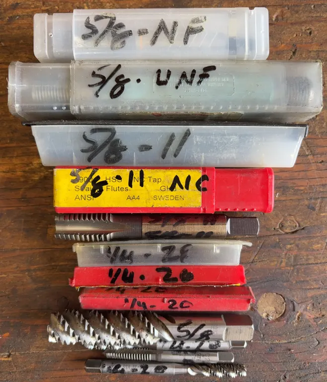 Machinist Tap Lot | Mixed Threading Taps with Cases, Various Sizes
