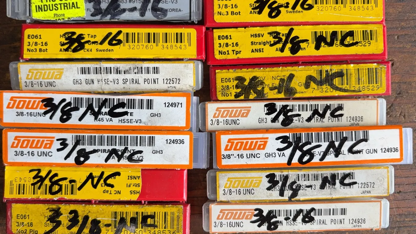 Assorted Sowa, Emuge & YG 3/8"-16 UNC Machine Taps Lot