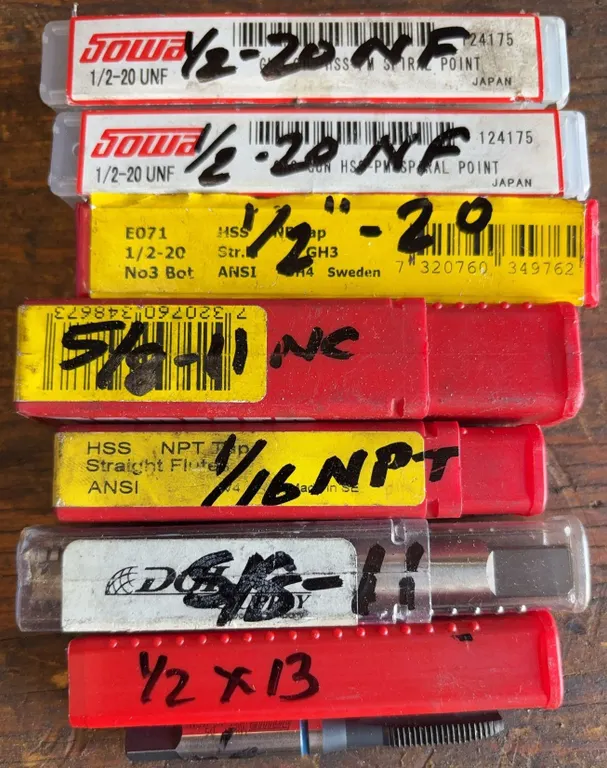 Sowa NPT Pipe Tap Lot 1/2-14 & 1/2-20 UNF HSS Spiral Point Taps