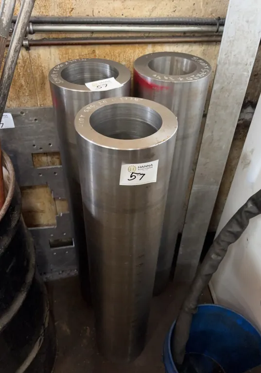Assorted Steel Machine Components Including Heavy-Wall Steel Sleeves, Column & Plate Assemblies