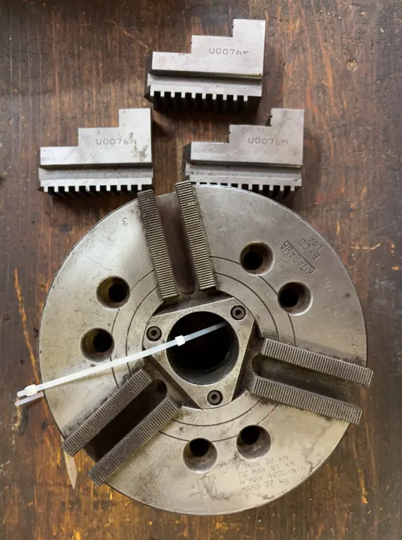Kitagawa B-08 8" 3-Jaw Power Lathe Chuck with Hard Jaws, 1.8" Bore
