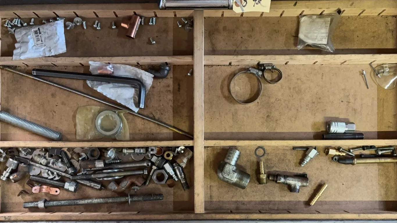 Assorted Pneumatic Fittings, Hardware, Fasteners & Machine Shop Parts Lot