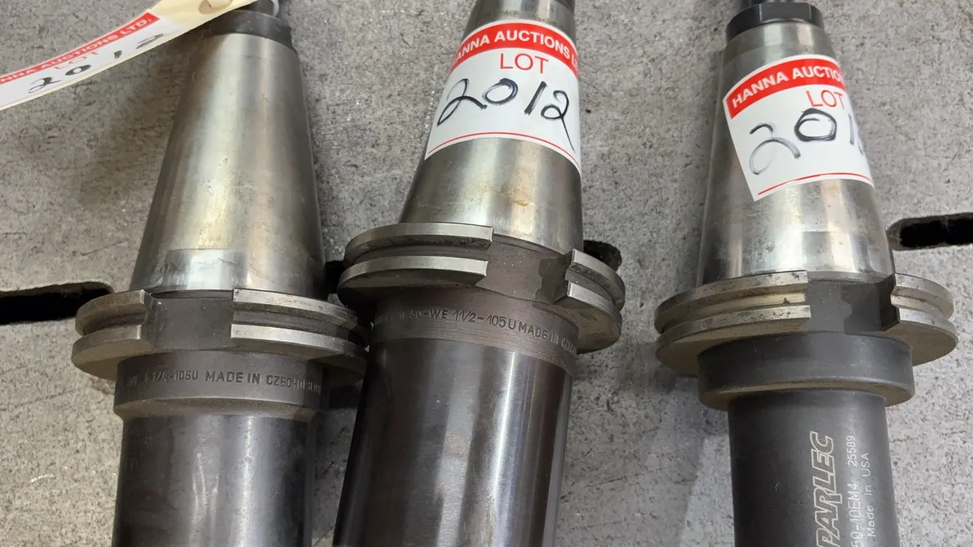 CAT50 Tool Holder Lot with Parlec End Mill Holder & Large Diameter Milling Arbors