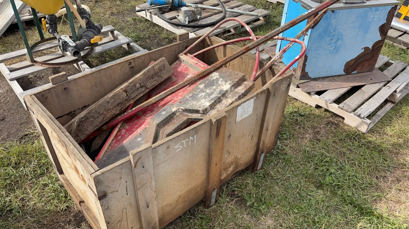 Wood box of Swather parts, approx 5 pces, *Unreserved*