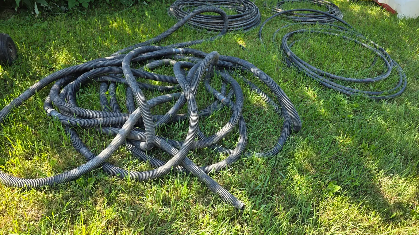 Assortment of Black Plastic Hose