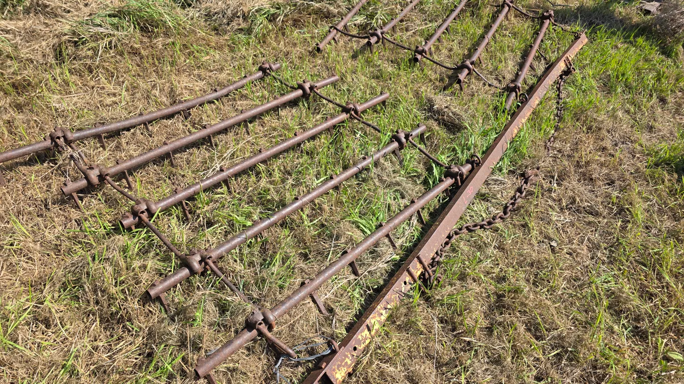 (2) 4’ – 5 Bar Spike Tooth Drags with Evener, Buying All for One Money