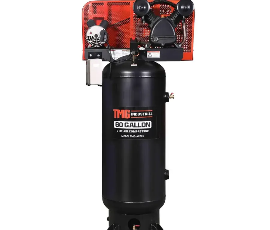 60 Gallon 5 HP Stationary Electric Air Compressor, 5 Min Fill Time, 230V Induction Motor, Single Sta