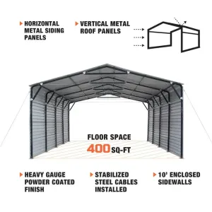 StanForge MSC2020F 20' x 20' Metal Garage Shed