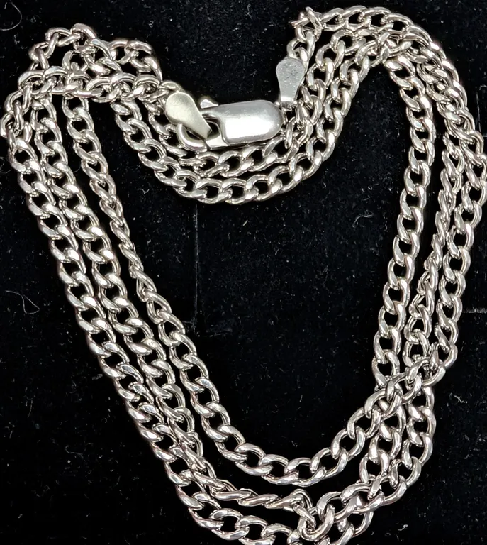 SILVER(4.42G), RHODIUM PLATED CUBAN CHAIN 20"