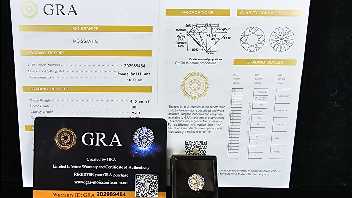 *NEW* 4CT ROUND BRILLIANT CUT MOISSANITE LAB DIAMOND: GH - VVS1, GRA REPORT