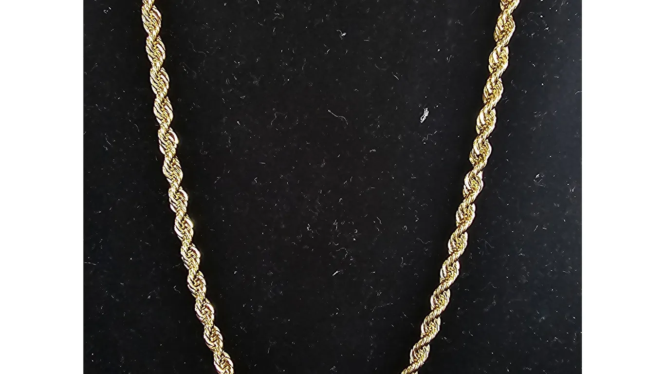 *NEW* 14K GOLD PLATE 4MM TWISTED ROPE NECKLACE: 23.5" LONG