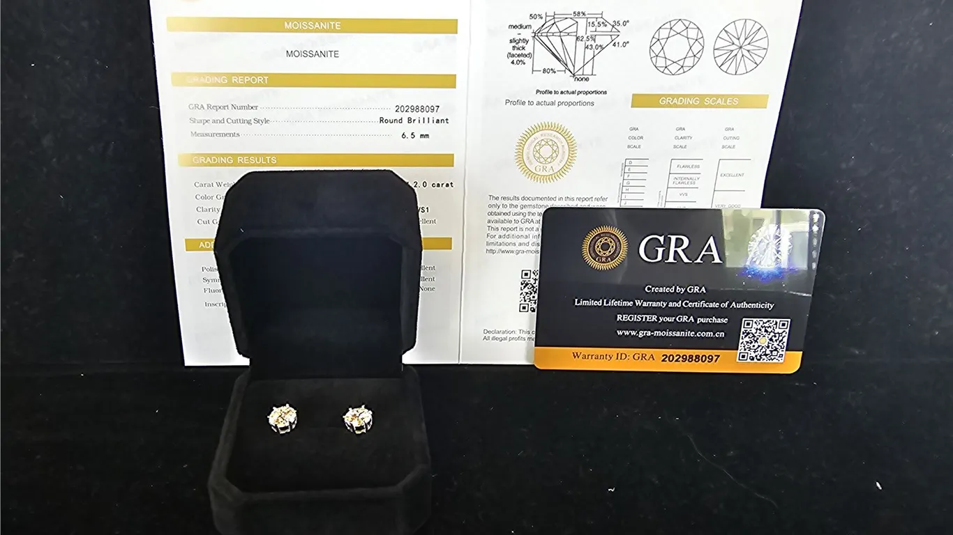 *NEW* .925 SILVER 1CT EACH MOISSANITE LAB DIAMOND STUD EARRINGS