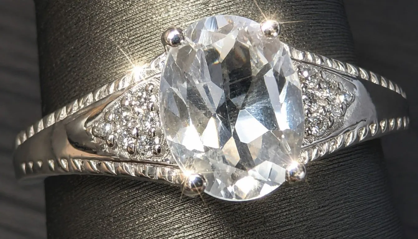 SILVER(3.71G), WHITE TOPAZ (1.5CT) RING, SIZE 10, SUGGESTED RETAIL VALUE $260