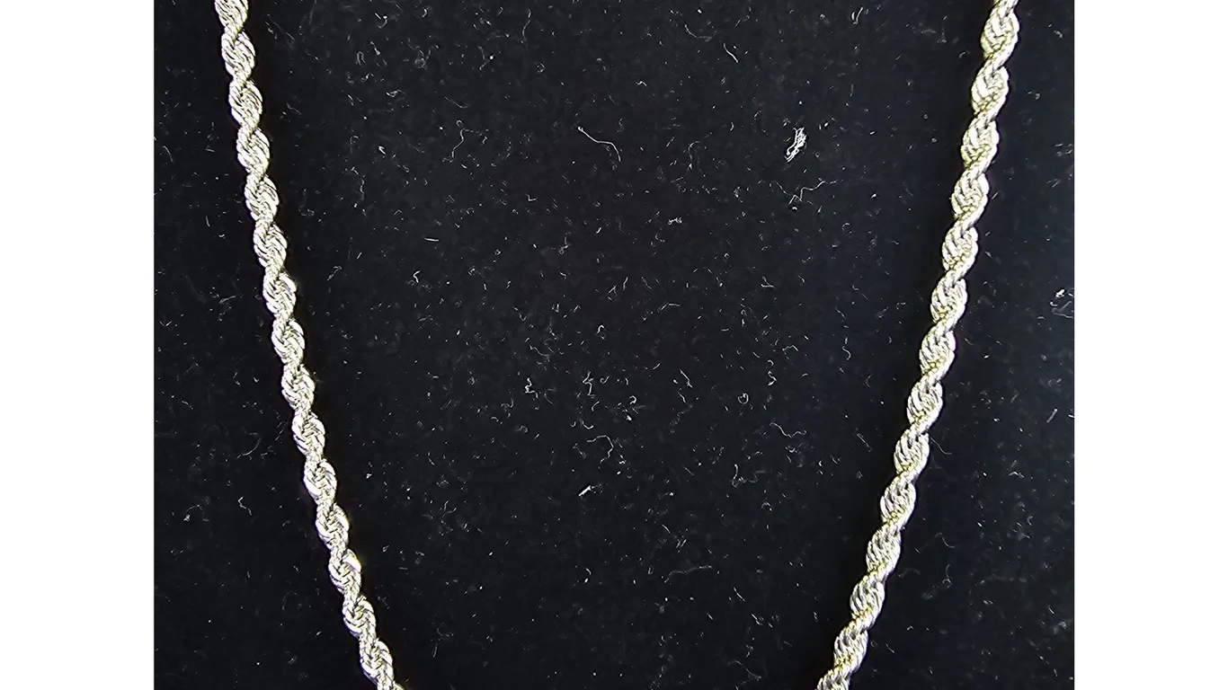 *NEW* .925 SILVER 3MM TWISTED ROPE NECKLACE: 19" LONG