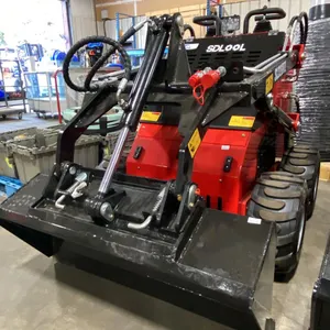 SDLOOL SL323TZ RED STAND ON GAS POWERED MINI SKID STEER LOADER, 13.5 HP, PNEUMATIC TIRES, 420CC