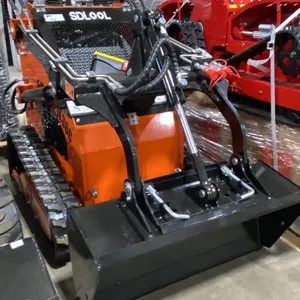 SDLOOL SL36C ORANGE STAND ON GAS POWERED MINI SKID STEER LOADER WITH TRACKS, 13.5 HP, 420CC