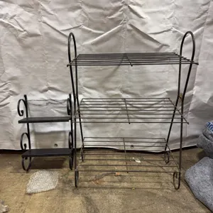 Metal 3-Tier Plant Stand & Scrollwork Display Shelf