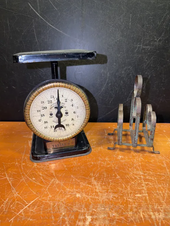 Vintage American Family Scale & Metal Letter Holder