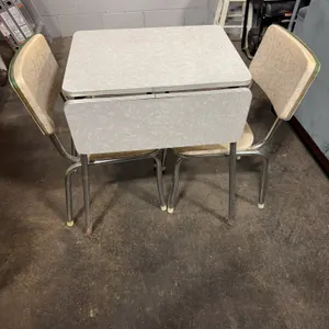 Vintage Mid-Century Formica Drop-Leaf Dinette Table & 2 Chairs