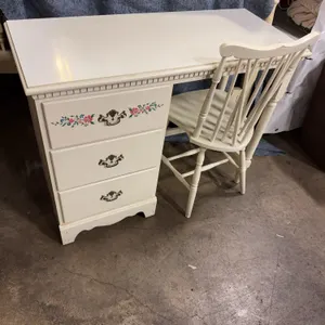 Vintage Painted Floral Student Desk & Chair
