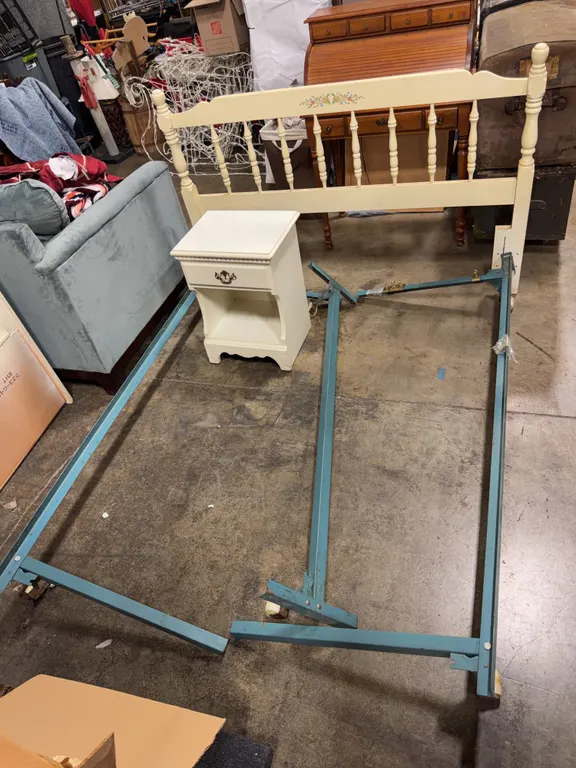 Vintage Full Bed Frame & Nightstand