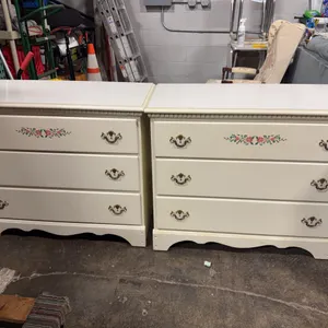 Pair Vintage Painted 3-Drawer Dressers