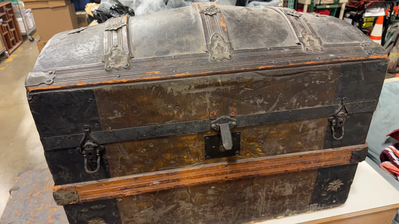 Antique Dome-Top Steamer Trunk
