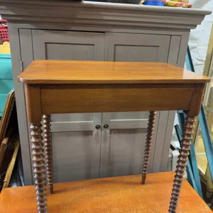 Vintage Wood Side Table with Barley Twist Legs
