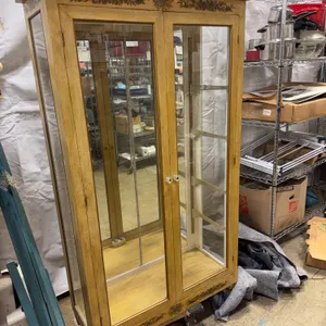 Vintage Glass Display Curio Cabinet with Mirrored Back