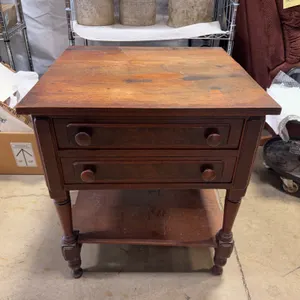 Antique 2-Drawer Wood Side Table / Washstand