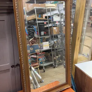 Vintage Rectangular Wall Mirror with Decorative Wood Frame
