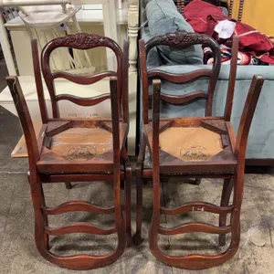 Set of 4 Vintage Carved Wood Dining Chairs