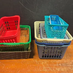 Assorted Plastic & Wicker Storage Baskets