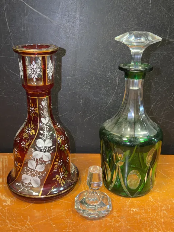 Bohemian Style Art Glass Decanters