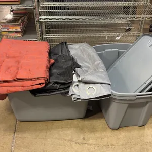 Storage Totes & Assorted Curtain Panels