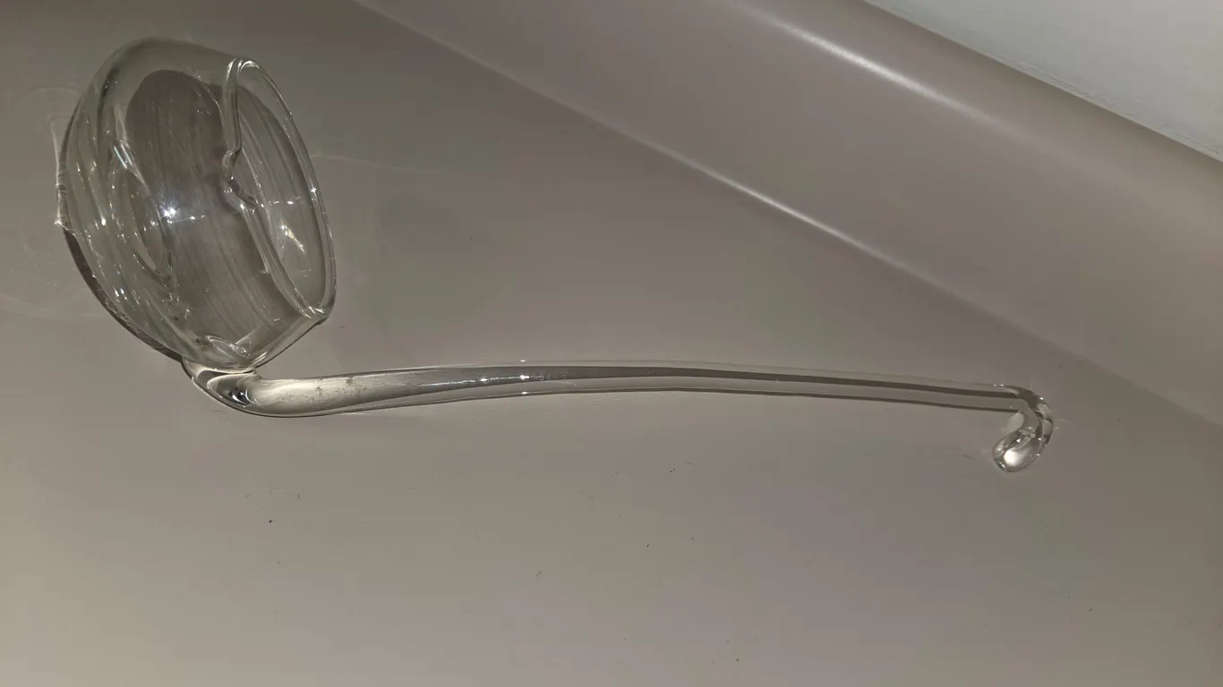 ELEGANT Vintage MCM Riekes Crisa Moderno Hand Blown Crystal Punch Ladle