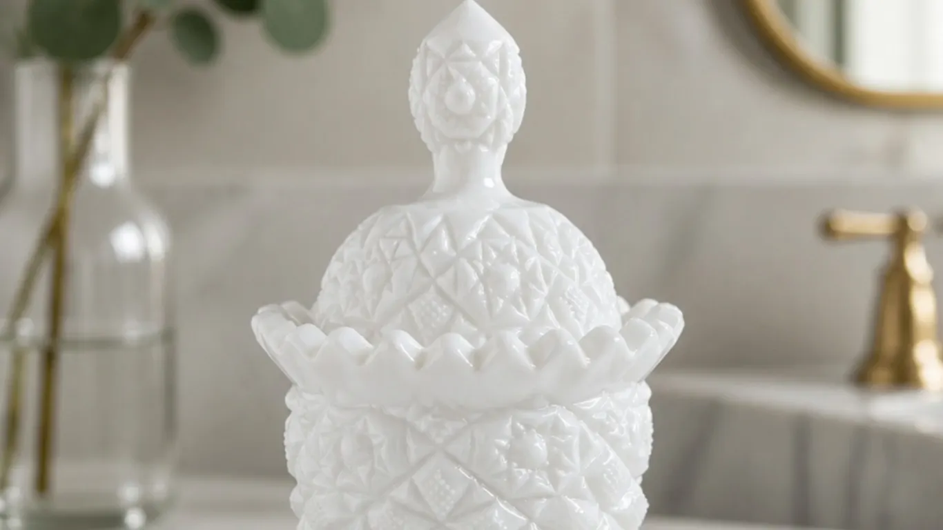 Vintage Pristine Fostoria QuiltedPattern Milk