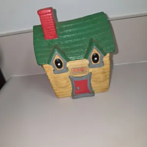 1960s Era Little Falls Minnesota Home Savings house shaped vinyl bank HOMER