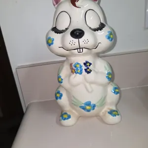 Vintage Fred Roberts San Francisco Ceramic Squirrel Bank Floral Cute! Some glazing due to age