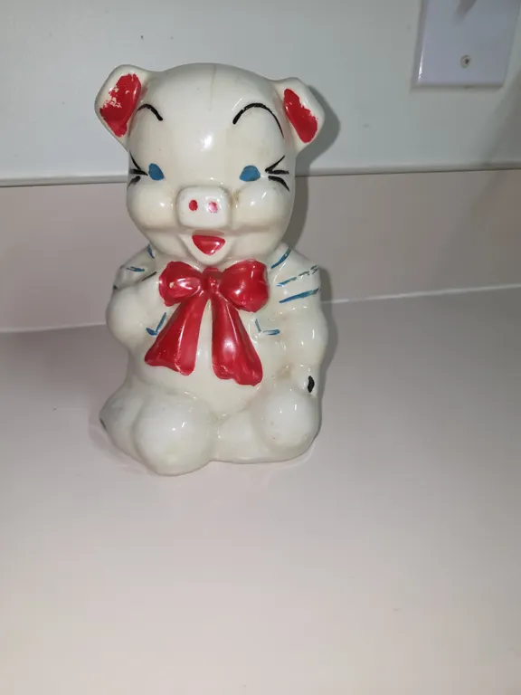 Vintage Pig In Sailor Suit Ceramic Piggy Coin Bank 6”