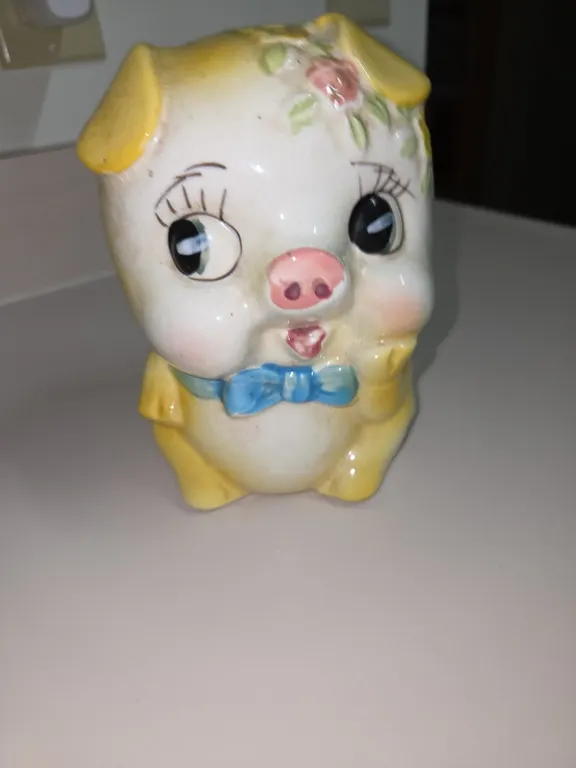Vintage Ceramic Floral Piggy Bank