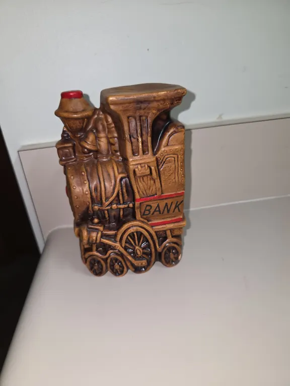 Vintage Hand Painted Ceramic Train Bank