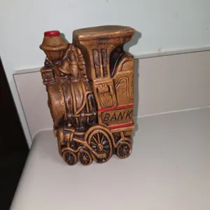 Vintage Hand Painted Ceramic Train Bank