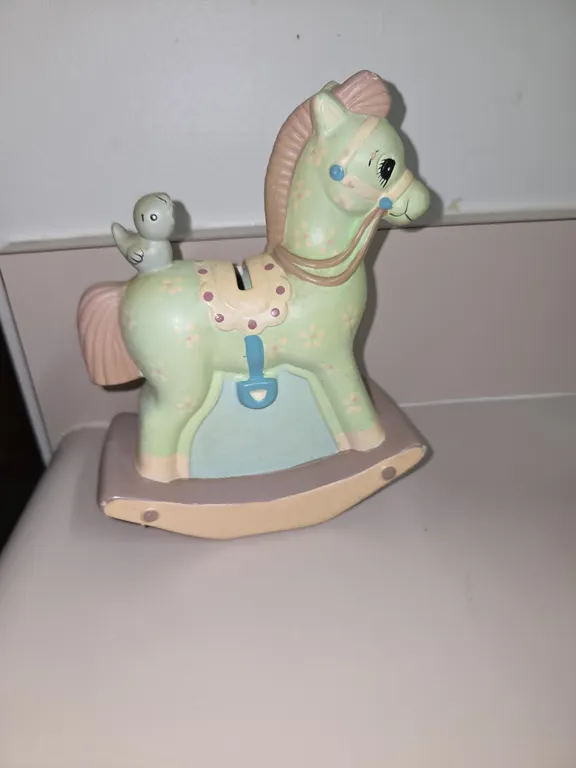 Multicolor 5.5X6.5" Rocking Horse Enesco Piggy Bank