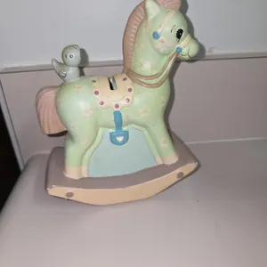 Multicolor 5.5X6.5" Rocking Horse Enesco Piggy Bank