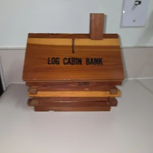 Wooden Log Cabin Bank