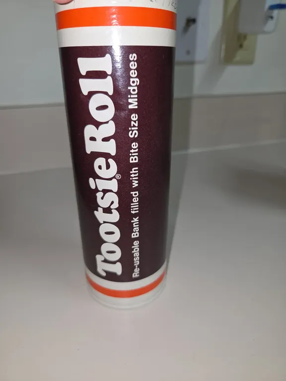 Vintage Tootsie Roll Re-usable Bank Tube 8 oz Size 7.5" Tall Empty